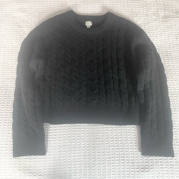 A new day black cableknit crewneck cropped sweater XL - Picture 1 of 7